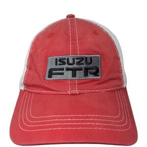 Isuzu FTR Snapback Trucker Hat Red One Size Adjustable Pacific Head Wear